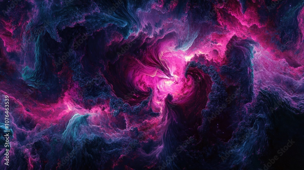Obraz premium Abstract Cosmic Nebula with Pink and Blue Swirling Clouds