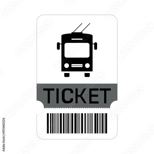 Trolleybus ticket in flat design with barcode.