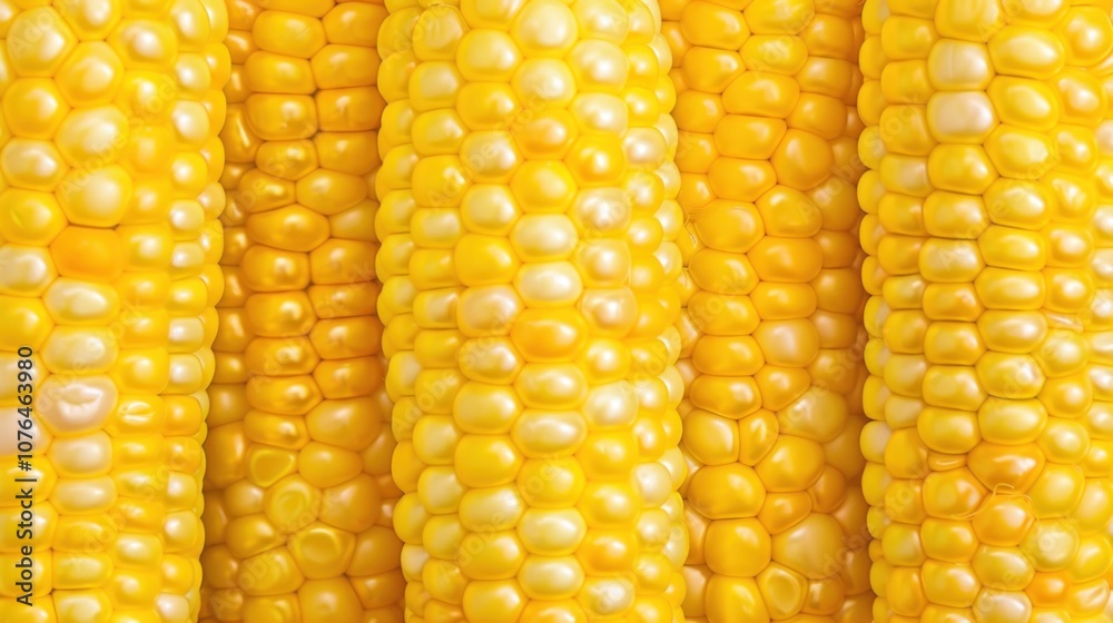 Close-up of fresh yellow corn cobs with shiny kernels Close-up of fresh yellow corn cobs with shiny kernels