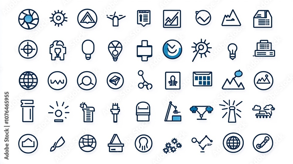 Set of 64x64 pixel perfect line icons with editable stroke featuring ...