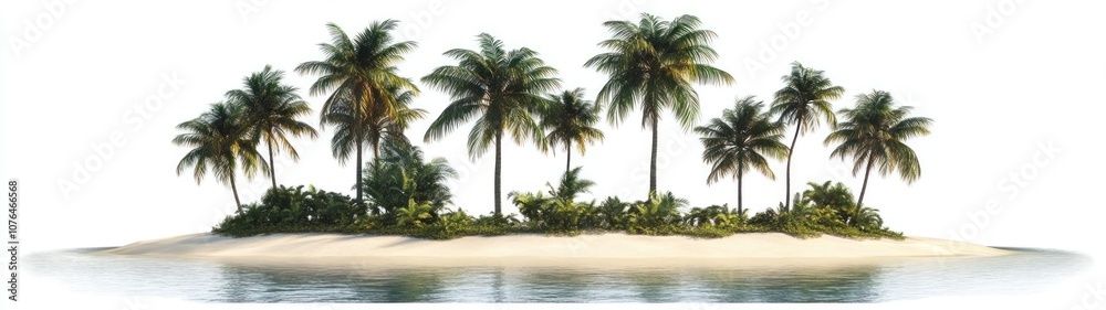 Obraz premium Tropical Island with Palm Trees and Sandy Beach