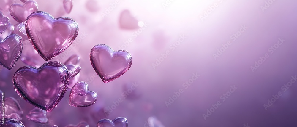 Fototapeta premium Valentines day background with transparent hearts.