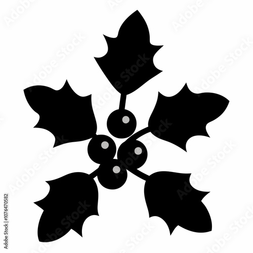 Vector mistletoe silhouette black illustration on a white background