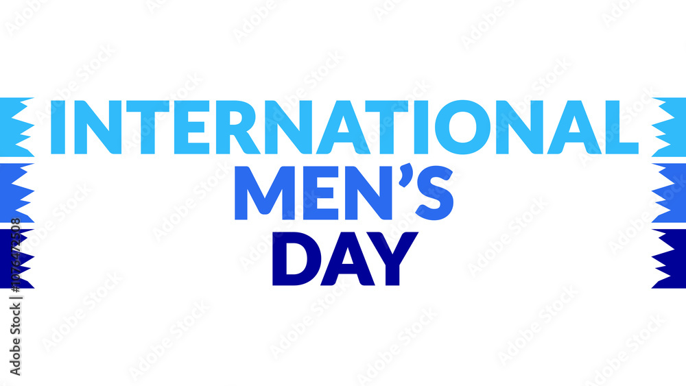 International Men’s Day text with side lines on a White background.