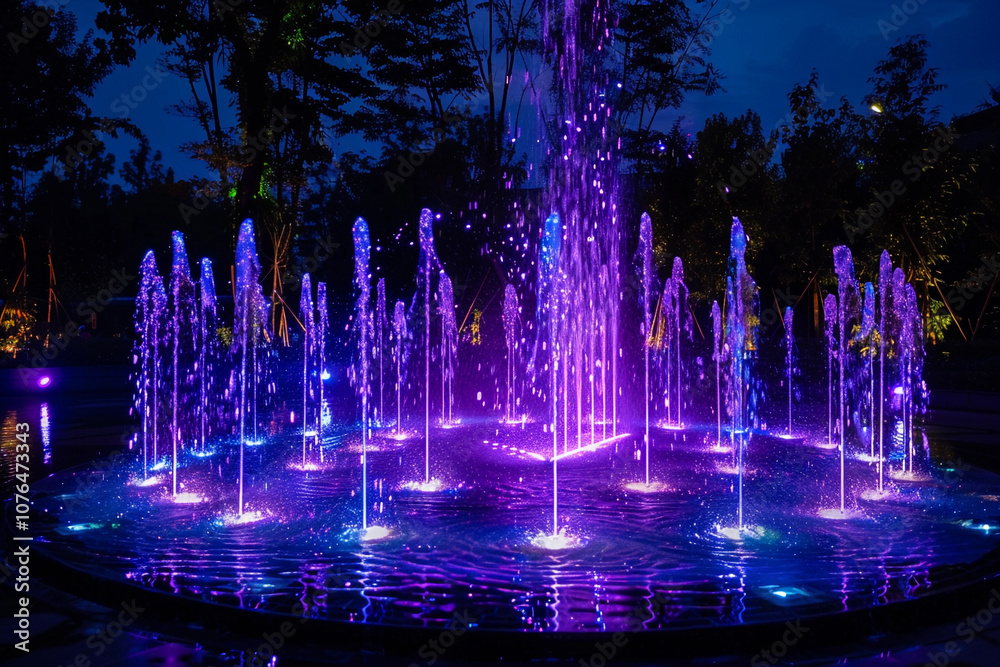 Fototapeta premium Fantastically beautiful fountain against backdrop of national park