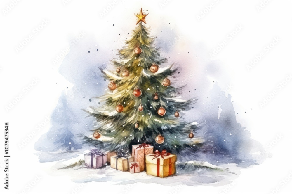 Obraz premium Christmas paper plant tree.