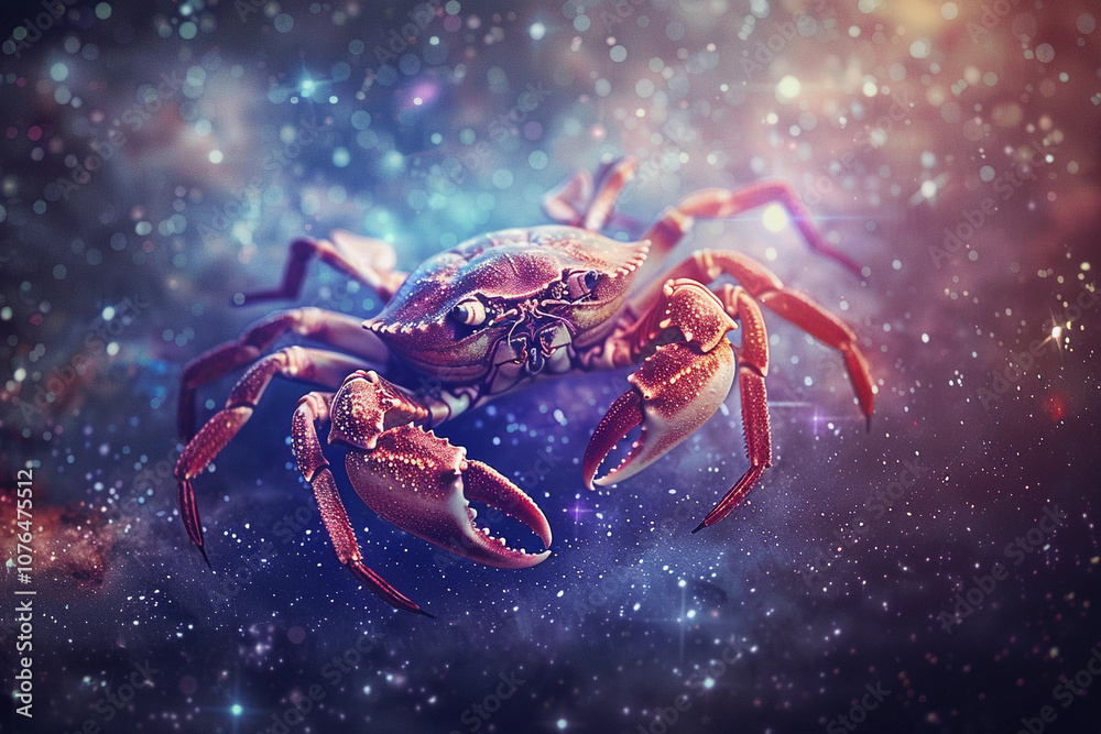 Astrological abstract composition with Cancer zodiac sign symbol