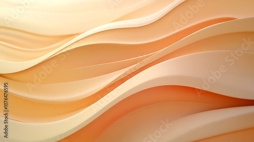 Abstract Background of Soft, Curving, Orange and Beige Lines