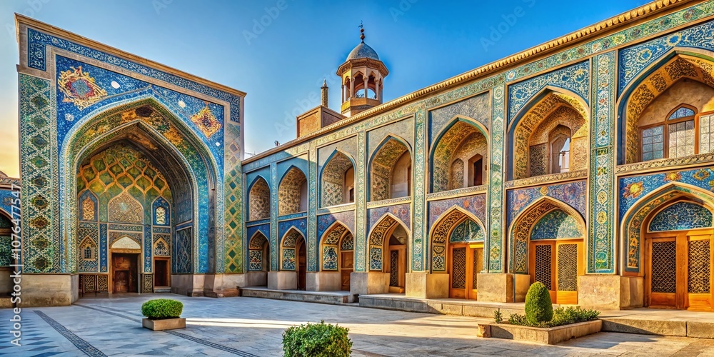 Obraz premium Full Length Side View of Stunning Persian Architecture on Clear Background, Capturing Intricate Designs and Rich Cultural Heritage in High Depth of Field