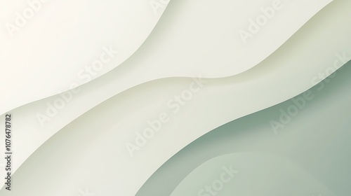 Abstract White and Green Curved Shapes