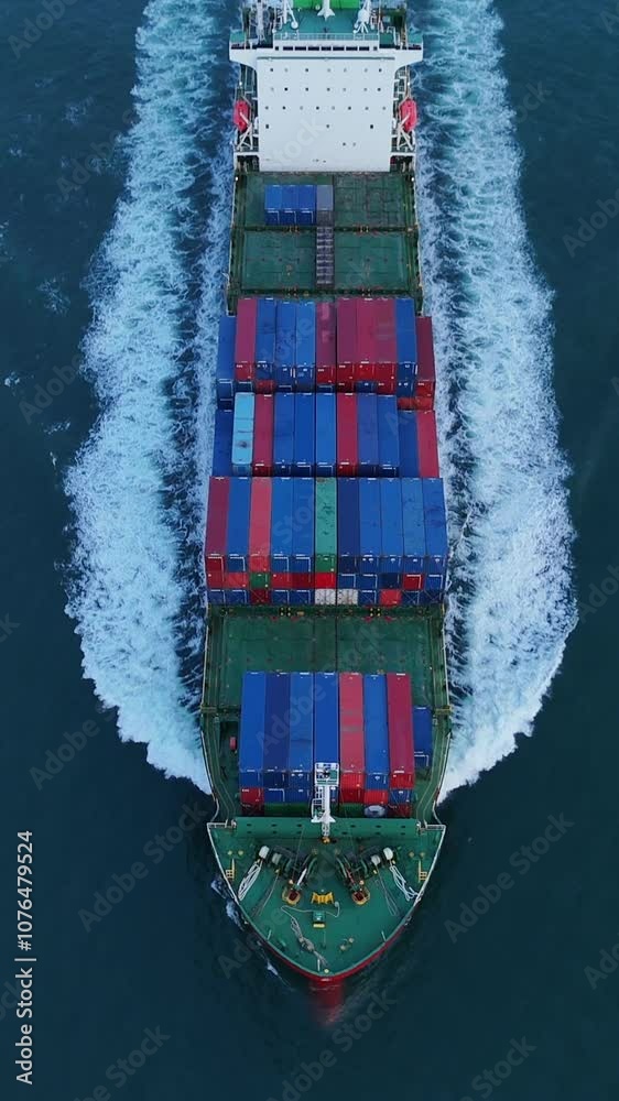 Container Is Running Cargo container ship carrying container and running out from ...