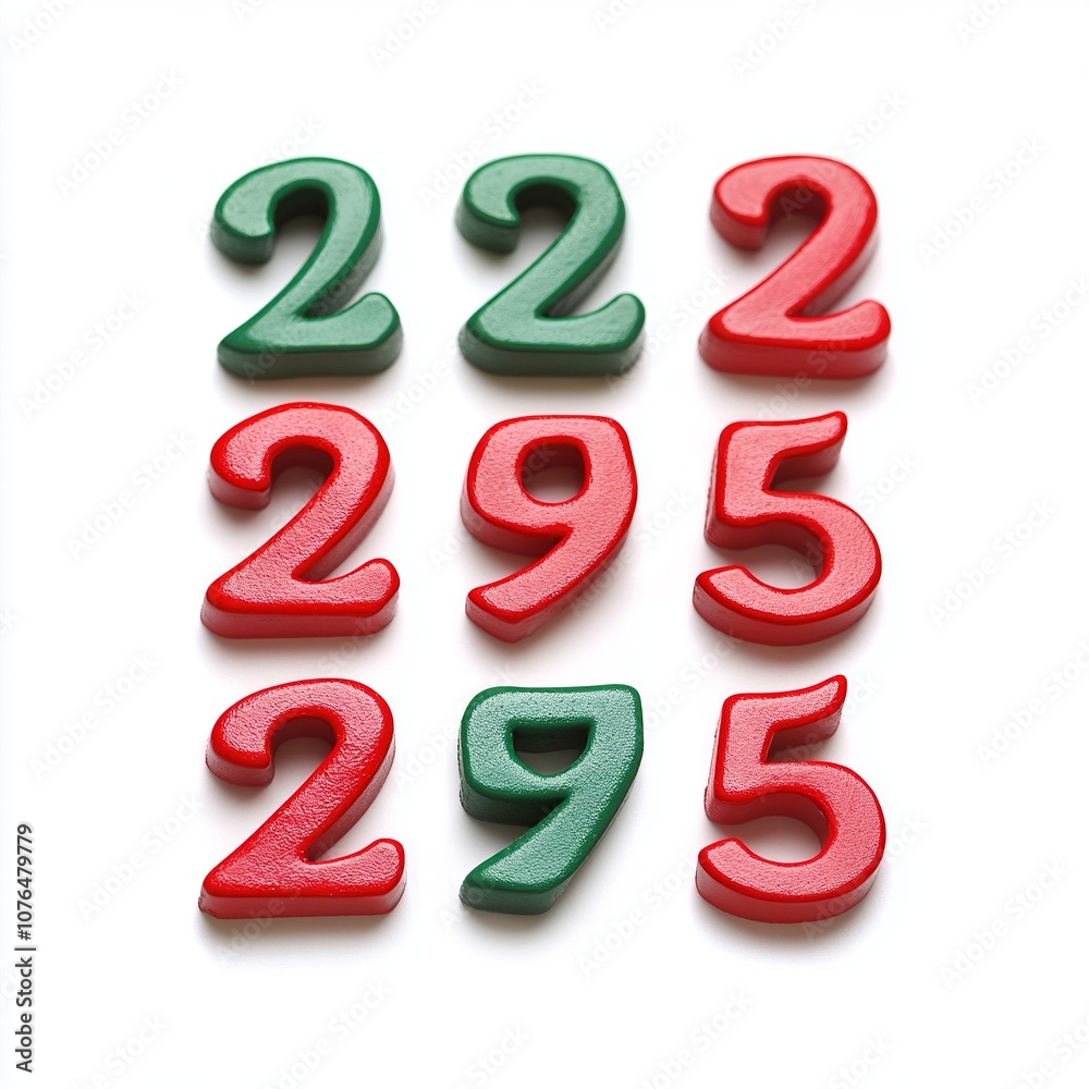 a Christmas countdown calendar with red and green numbers, a Christmas countdown calendar with red and green numbers,