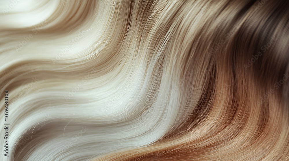 Close-Up of Wavy Blonde and Brown Hair Strands Close-Up of Wavy Blonde and Brown Hair Strands
