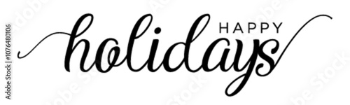 HAPPY HOLIDAYS black vector brush calligraphy banner