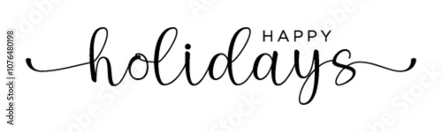 HAPPY HOLIDAYS black vector brush calligraphy banner