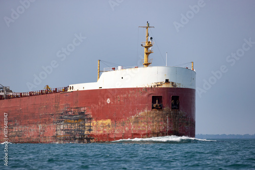 Canvas-taulu Close up of the bow of a great lakes freighter cruising on a lake