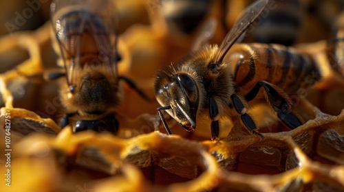 Bees Working on Honeycomb photo