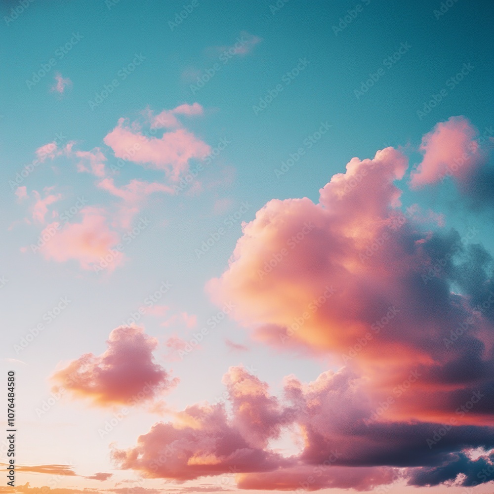 Golden hour sky with pink and blue clouds, vibrant, peaceful. Golden hour sky with pink and blue clouds, vibrant, peaceful.