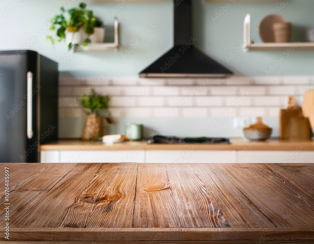 modern kitchen interior with wood stand
