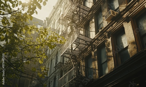 A building with a fire escape on the side