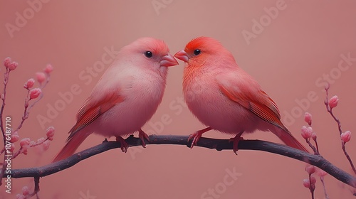 two birds on a branch photo