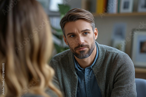 Thoughtful Man Engaged in Conversation