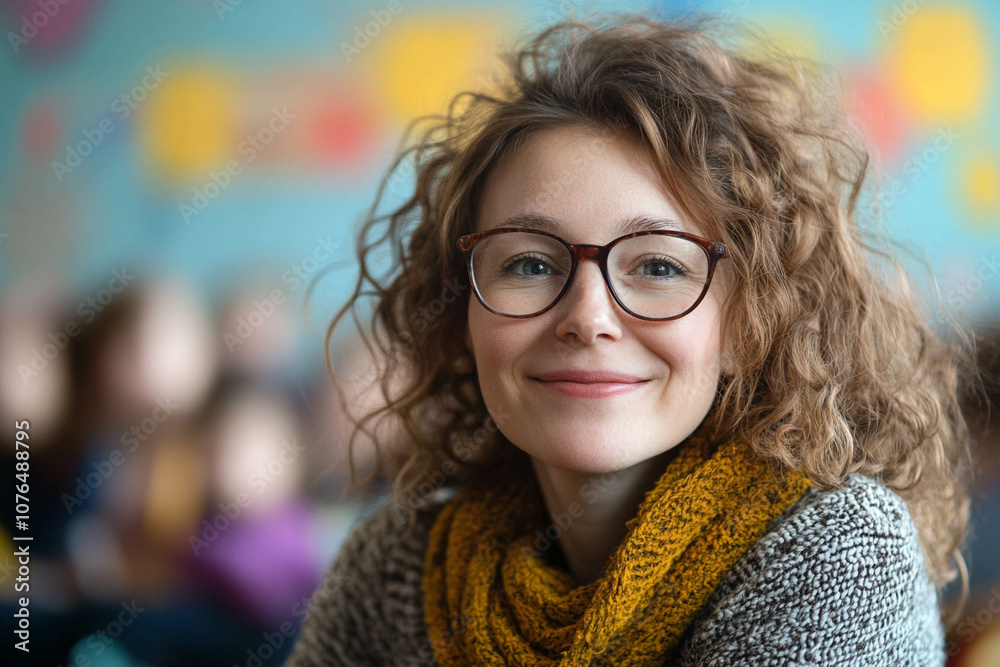 Smiling Woman in Classroom Smiling Woman in Classroom