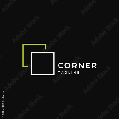 corner media frame concept simple logo design graphic vector