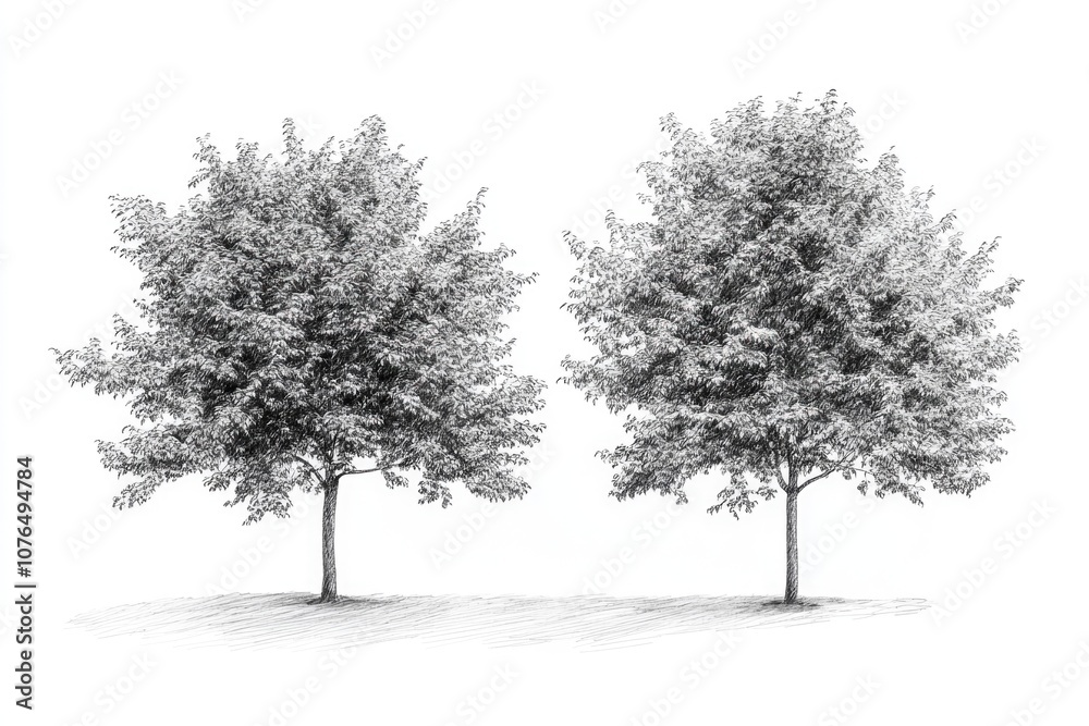 Fototapeta premium Two trees on a simple white background