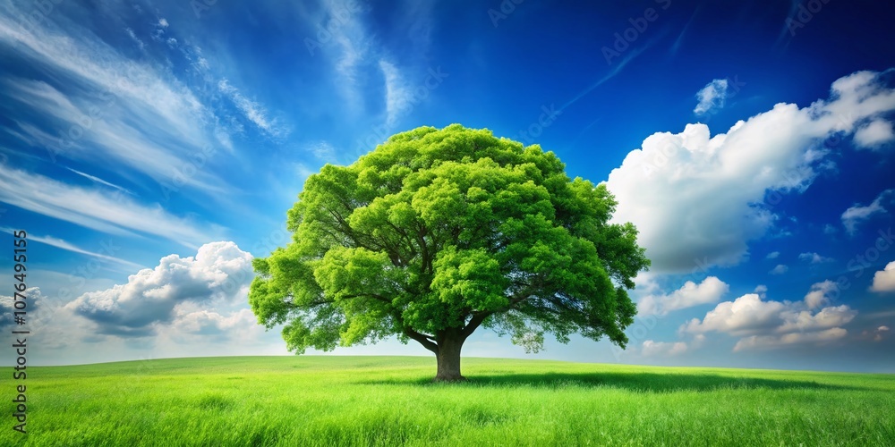Lush Green Tree on the Left Side with Expansive Blue Sky: A Serene Landscape for Nature Lovers and Outdoor Enthusiasts Seeking Tranquility and Beauty in Their Environment Lush Green Tree on the Left Side with Expansive Blue Sky: A Serene Landscape for Nature Lovers and Outdoor Enthusiasts Seeking Tranquility and Beauty in Their Environment