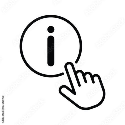 Learn more info click button icon. More info click hand symbol