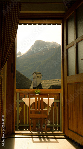 chair from room balcony, hallstatt austria