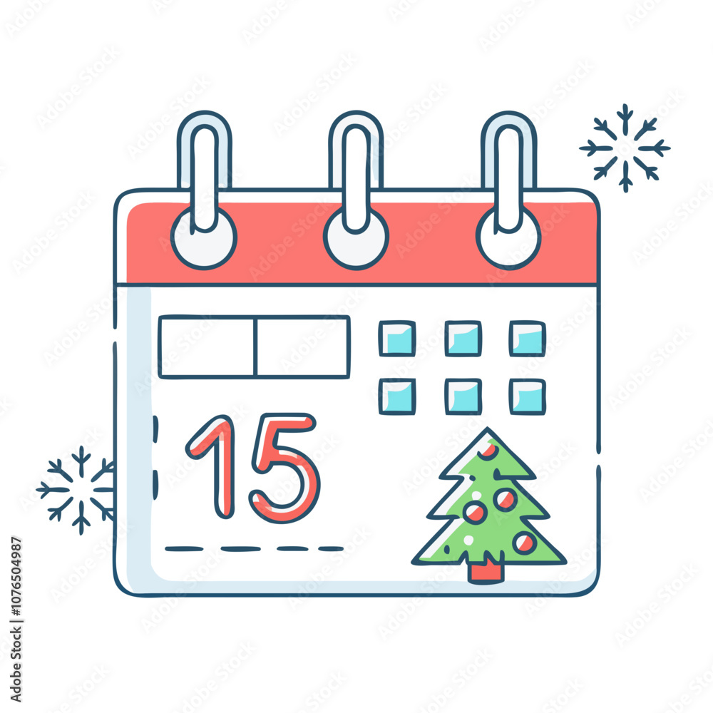 advent calendar vector art,  flat illustration advent calendar icon
