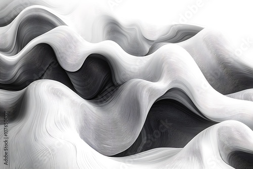 Abstract Gray and White Flowing Waves Design photo