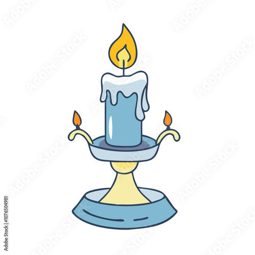 candles on white background vector art,  flat illustration candle holder icon