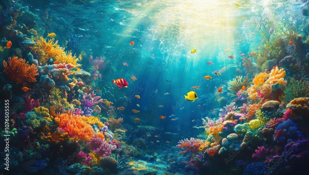 Fototapeta premium Vibrant Underwater Coral Reef