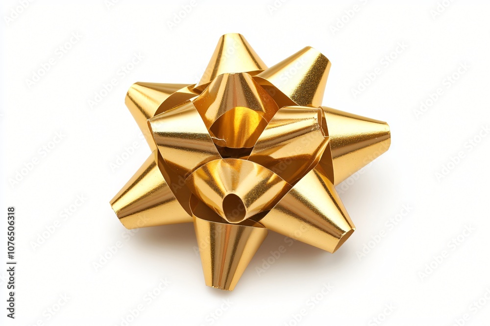 Golden Gift Bow Isolated on White Background Golden Gift Bow Isolated on White Background