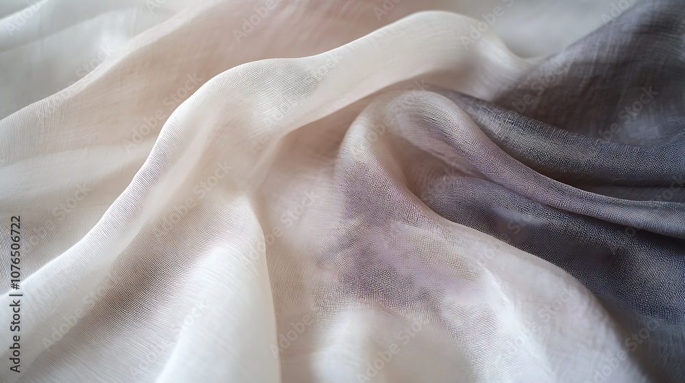 Close-up of White and Gray Sheer Fabric with a Textured Pattern Close-up of White and Gray Sheer Fabric with a Textured Pattern