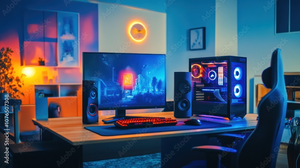 Gaming Setup with RGB Lighting Gaming Setup with RGB Lighting