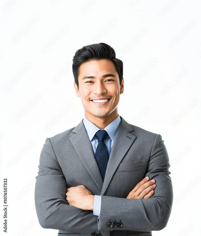 Confident Asian Businessman in Suit with Arms Crossed Confident Asian Businessman in Suit with Arms Crossed