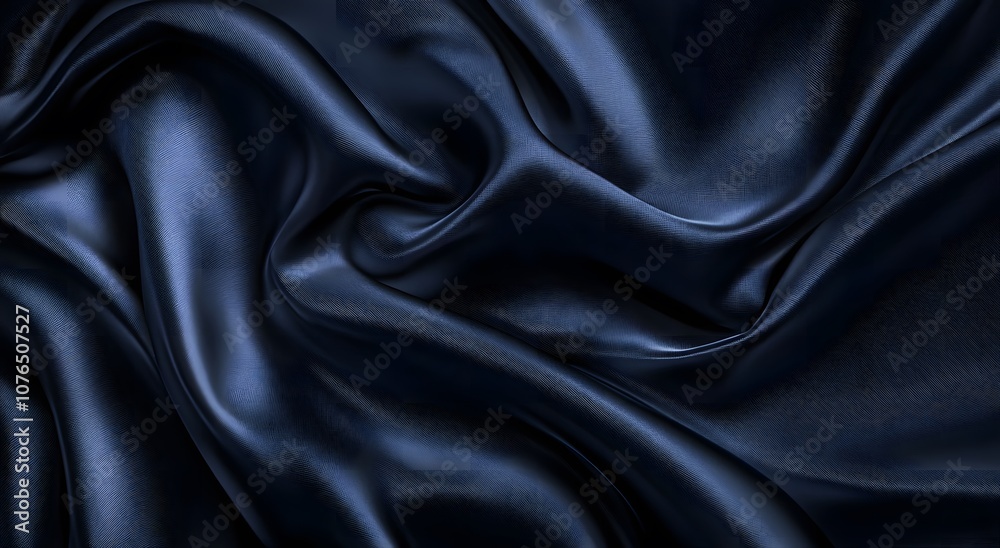 Obraz premium Black silk fabric and background. Creating a simple yet elegant abstract composition with digital art style patterns, can be used as wallpaper or background in graphic design projects.