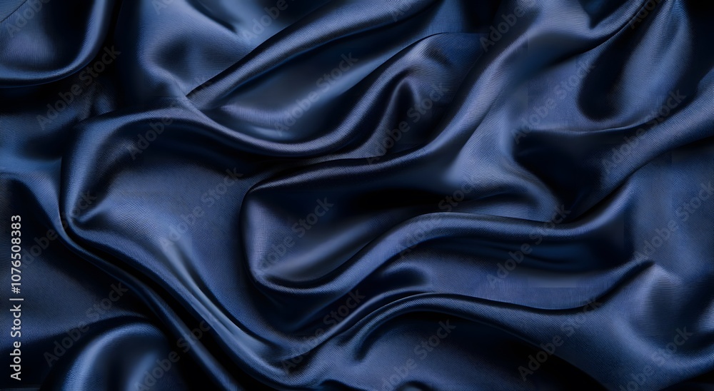 Fototapeta premium Black silk fabric and background. Creating a simple yet elegant abstract composition with digital art style patterns, can be used as wallpaper or background in graphic design projects.