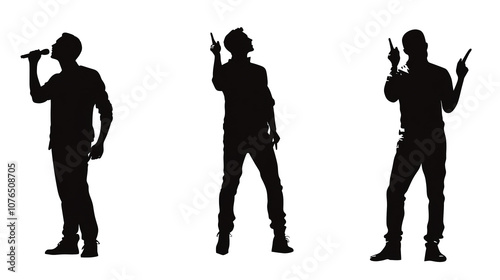 silhouettes of singer isolated on transparent background
