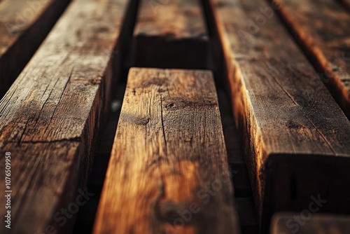 A close-up view of a wooden bench's intricate details