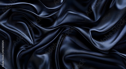 Black silk fabric and background. Creating a simple yet elegant abstract composition with digital art style patterns, can be used as wallpaper or background in graphic design projects.