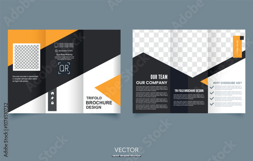 Construction and renovation creative trifold brochure template design or real estate brochure