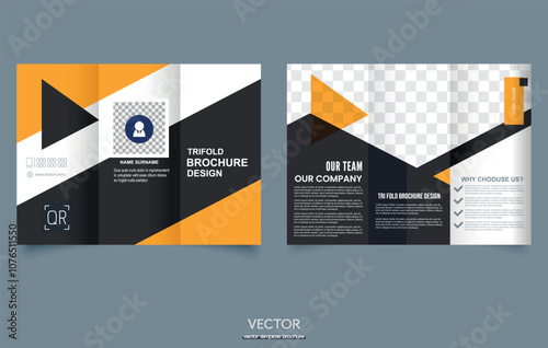 Brochure Template. Tri-Fold Brochure Template, Corporate Brochure Design, Flyer for printing. Easy to edit file. Vector graphics.