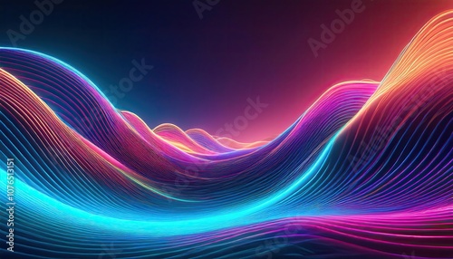 Abstract, undulating lines with vibrant colors ideal for backgrounds, web design, digital art, and creativitythemed projects. photo