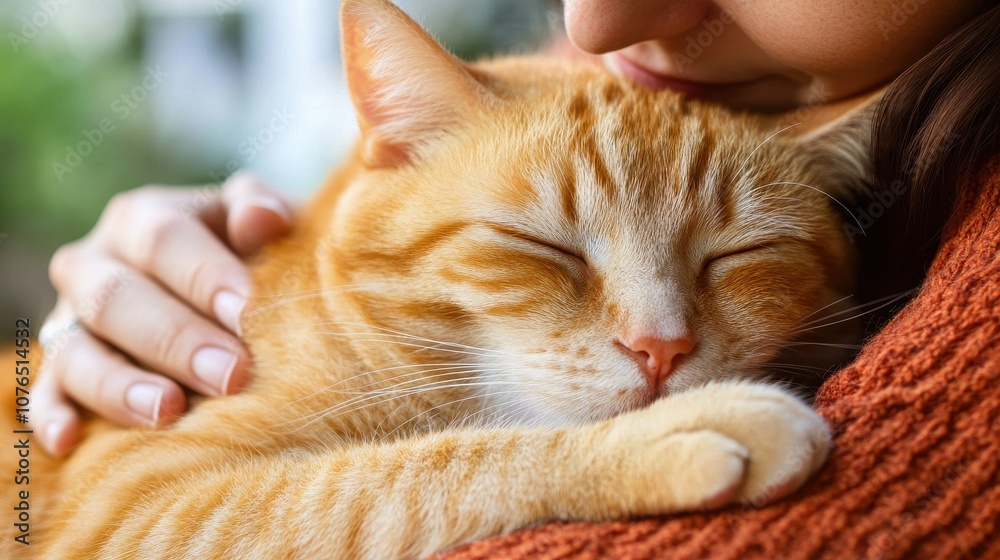 Gentle Cat Comforting in Soft Lighting Gentle Cat Comforting in Soft Lighting