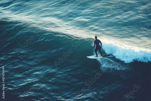 A surfer riding the top of a large wave on his surfboard, enjoying the thrill of the ride